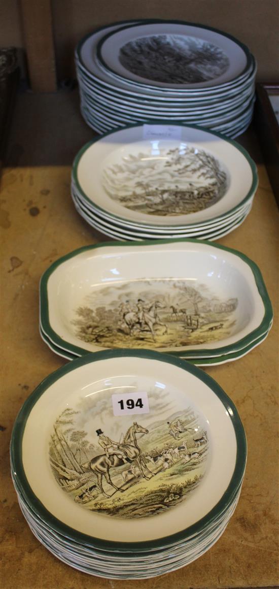 Qty Spode hunting dinnerware